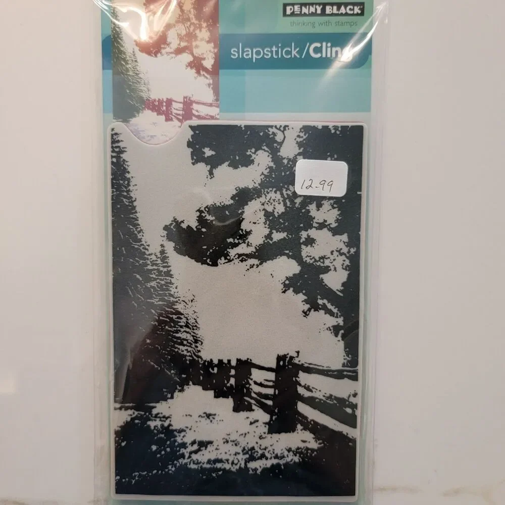 Penny Black HIDDEN LANE Slapstick/Cling Rubber Stamp Snow Trees Fence 40-416 NEW